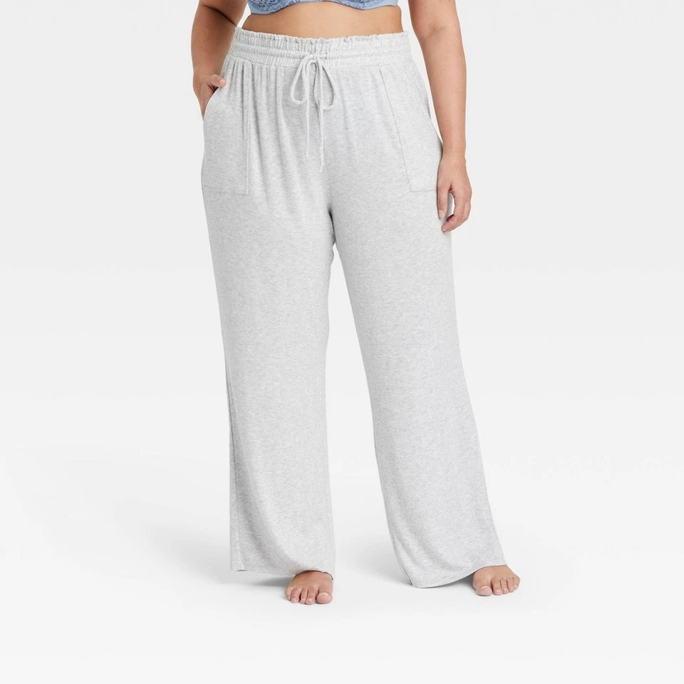 Stars Above Women's Plus 3X Perfectly Cozy Wide Leg Lounge Pants Heather Gray - Image 1 of 1