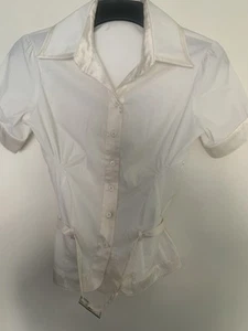Karen Millen Ladies White Cotton and cream Silk Blouse Size 10 - Picture 1 of 7