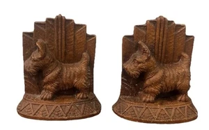 Syroco Scottie Bookend Book End Dog Faux Wood Scottish Terrier Vintage Set Pair - Picture 1 of 6