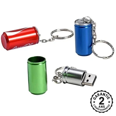 Clé USB 2.0 Canette de Soda Boisson Porte Clés 128 64 32 16 8 4 Go Etanche Métal - Photo 1/4