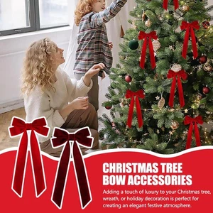 12PCS Velluto Albero di Natale Fiocco Ornamento per Albero di Natale,Corona Avvolgente} - Foto 1 di 15