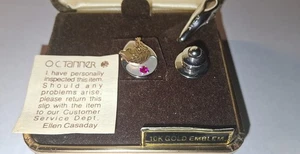 VINTAGE O.C. TANNER 10K GOLD POSEIDON RED RUBY  W/STERLING CLASP  TIE TACK/PIN - Picture 1 of 8