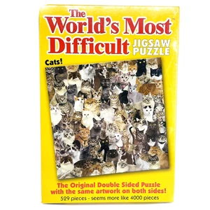 THE WORLD'S MOST DIFFICULT JIGSAW PUZZLE CATS!-529 PIECES DOUBLE SIDED-GAMES-TOY - Picture 1 of 12