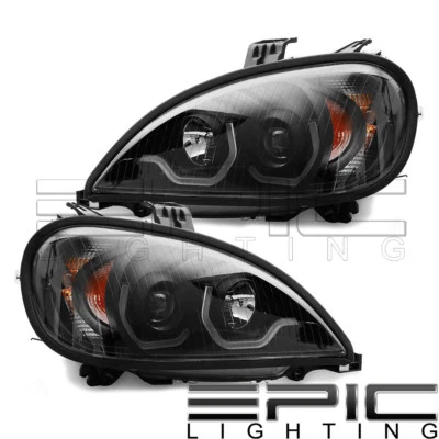 LED Black Headlight for 2004-2015 FREIGHTLINER COLUMBIA - Left Right Sides Pair - Image 1 of 2