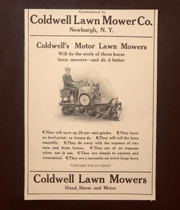 1911 Coldwell Motor Rasenmäher Werbung Werk von 3 Pferden Antik Druck AD - Bild 1 von 4