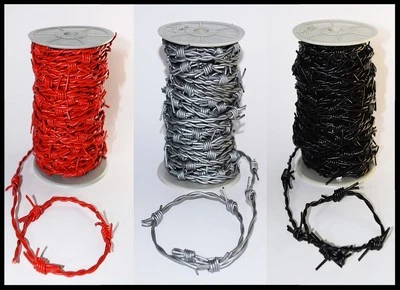 ALAMBRE DE PÚAS TEJIDO CUERO PLATEADO, ROJO O NEGRO CABLE REAL 1M 2M 5M 10M 20M Foto 1 de 4