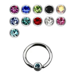 ❤ 1,6mm Klemmkugel Ball Closure Ring BCR Kristall Piercing Ohr Chirurgenstahl - Bild 1 von 1