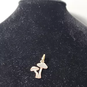 Dual Pilz Halskette Anhänger Charm goldfarben 1,125 Zoll - Bild 1 von 12