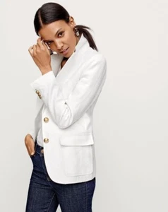 J. Crew Rhodes White Linen Single Breasted Blazer 2 NEW Gold Button Jacket - Picture 1 of 12