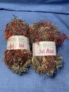 2 Skeins Moda-Dea Jai Alai Eyelash Yarn -Raffia - New Multicolor - Picture 1 of 5