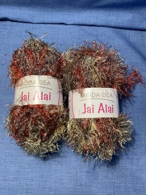 2 Skeins Moda-Dea Jai Alai Eyelash Yarn -Raffia - New Multicolor - Image 1 of 4