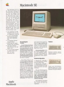 ITHistory (1987) APPLE DATASHEET: Macintosh SE (German) Q - Picture 1 of 2