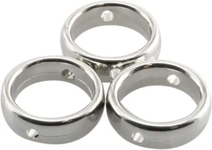 50pcs 6mm Inner Diameter Double Hole Ring Silver Tone Round Bead Frames Fit... - Picture 1 of 4