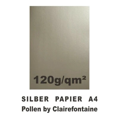 10 Blatt A4 Silbernes Papier 120g Silber Metallic 120g Pollen by Clairefontaine