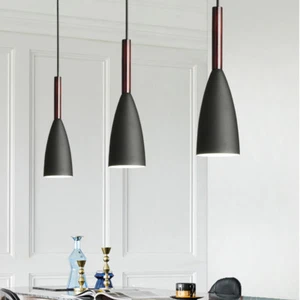 Black Pendant Light Kitchen Lamp Wood Chandelier Lighting Modern Ceiling Light - Picture 1 of 8