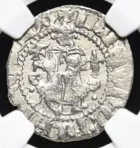 ARMENIA 1198-1219 AD Levon I Silver Tram Knights Templar Coin of Crusades NGC AU - Picture 1 of 5
