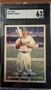 Carl Furillo #45 1957 Topps SGC 6 Excellent Mint