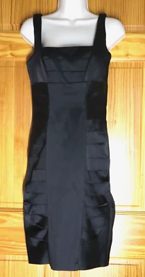 Vestido acanalado satinado negro Jax talla 6 Foto 1 de 4