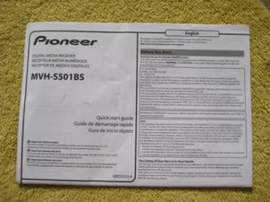 quick start guide ONLY Pioneer mvh-S501BS Digital Media Receiver - Picture 1 of 3