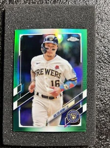 Topps 2021 actualización cromada refractor verde USC55 Kolten Wong Brewers #'d 49/75 - Imagen 1 de 2