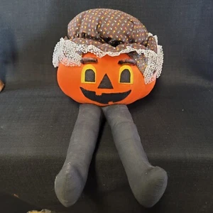 Vintage Hand Made Pumpkin Jack O Lantern Plush Halloween - Picture 1 of 8