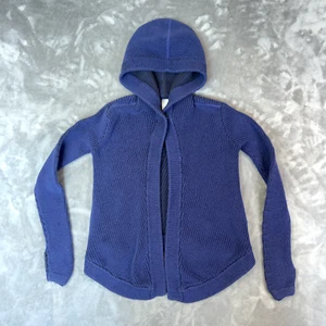 Ivivva Sweater Girls 10 Blue Cardigan To the Moon & Back Knit Hooded Pockets - Picture 1 of 10