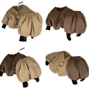 Baby Winter Plush Outfit Kids Boys Girls' Coat Thicken Cotton Warm Coat Pants - Picture 1 of 12