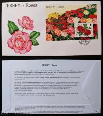 Jersey Stamps: "Jersey Roses" First Day Cover £3 M/S 2010 - Image 1 of 3
