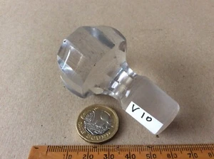 V10. ANTICO TAPPO DECANTER GEORGIANO TRASPARENTE VETRO SOFFIATO A MANO MASSICCIO - Foto 1 di 9