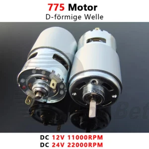 775 Motor DC 12V 11000RPM 24V 22000RPM D-Welle für Elektrowerkzeug RC Modell DIY - Picture 1 of 8