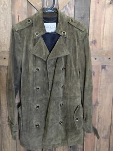 Chaqueta de Colección Rachel Roy Para Mujer Cuero Verde Gamuza Abotonada Cinturón Talla L - Imagen 1 de 10