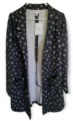 Blazer Gwen médio com estampa de hashtag Lularoe design branco M cinza? Azul? Base Nova! - Imagem 1 de 4