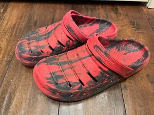 Rugged Shark Clogs Red Black Tie Dye Lightweight Mens Size 9 - Picture 1 of 4