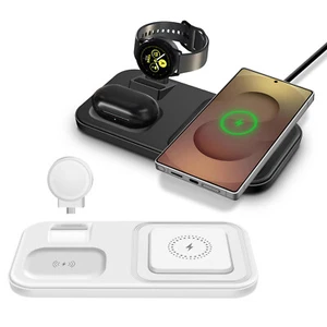 Caricabatteria wireless 3 in 1 15 W pad di ricarica rapida per Samsung Galaxy S25 S24 Watch 7 6 - Foto 1 di 13