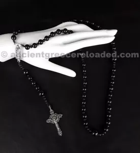 Il Rosario Cattolico Oscuro 5 Decennio di Nostra Signora di Guadalupe, Onice Nero, Argento - Foto 1 di 6