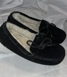 Dream Pairs  Women’s Slippers Moccasin Faux Fur  Black Suede Size 6 - Picture 1 of 7