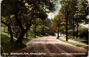 Kenwood Parkway Dirt Road 1907 coche antiguo Minneapolis Minnesota postal E49 - Imagen 1 de 2