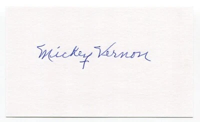 Mickey Vernon Signed 3x5 Index Card Autograph Baseball MLB Pirates World Series - Image 1 of 2