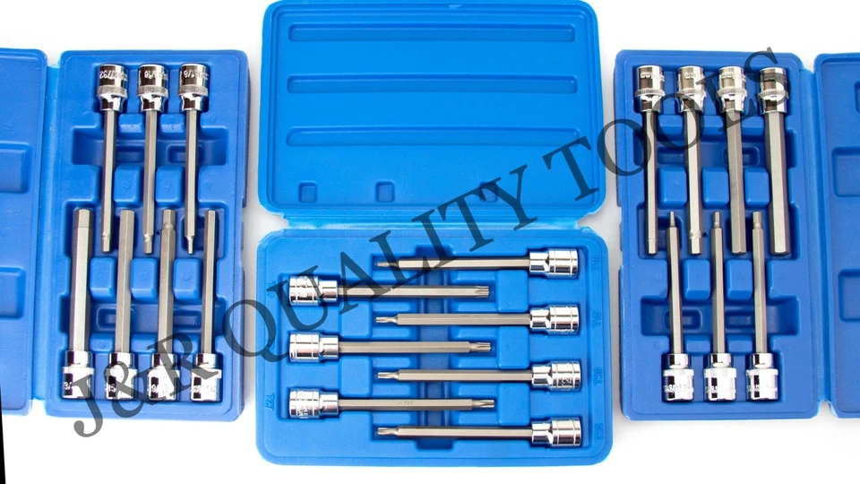 21pc 3/8" DRIVE METRIC SAE 4-1/2" EXTRA LONG SHANK HEX TORX BIT SOCKET SET - Image 1 of 1