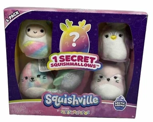 Squishmallows Squishville Artic Squad Confezione da 6 Mystery Doll Volpe Pinguino Animale - Foto 1 di 9