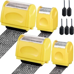 4 Pack Identity Protection Roller Stamp Security Address Blocker with Refills - Picture 1 of 5