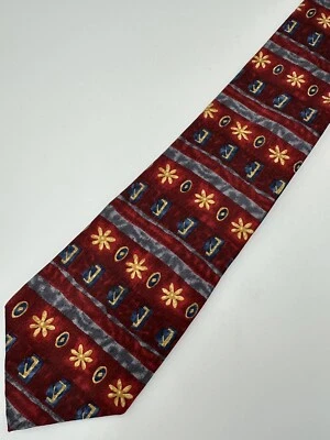 VTG Designer Ties Silk Mens Neck Tie Cocktail Collection Floral Red Blue Gold - Image 1 of 4