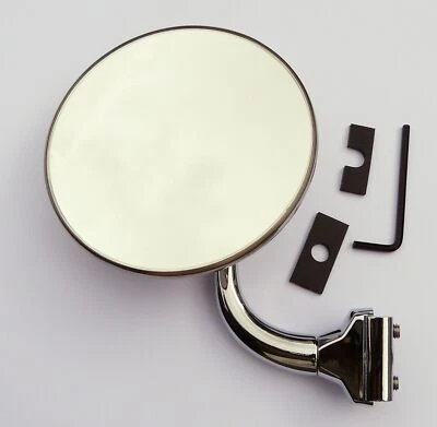 Quarterlight Clamp-On Classic Car Circular 4" Overtaking Mirror for MG Triumph - Image 1 of 2