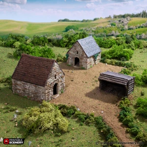 Terreno de juegos - Pequeños graneros rústicos - Warhammer Bolt Action DnD Elder Scrolls - Imagen 1 de 10