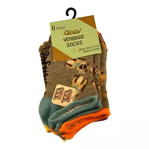 NWT Girls Size 9-3.5 Socks Fun Pack Animal Verbiage 6 Pair Low Cut Ankle - Picture 1 of 5