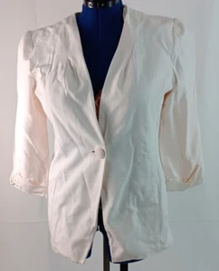 Vintage 1980s Christian Dior women's Light Pink Shoulder Padded Jacket size 14 - Picture 1 of 4