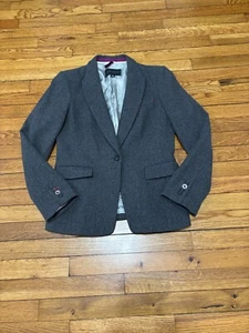 Banana Republic Womens Blazer Jacket Sz 10 Gray 1 Button Wool Blend Peak Lapel - Picture 1 of 7
