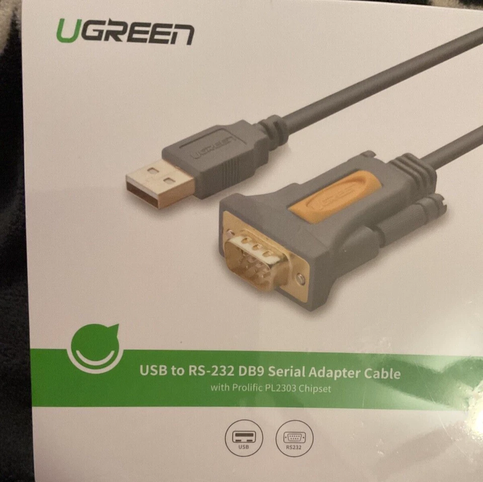 NIB UGREEN USB to RS232 Adapter Serial Cable DB9 Male 9 Pin ~PL2303 Chipset RS-2 - Image 1 of 2