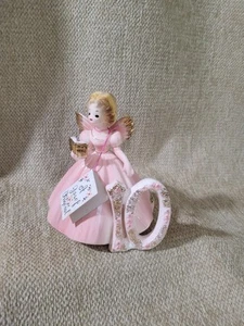 Vintage JOSEF ORIGINAL ** 10. GEBURTSTAG MÄDCHEN ENGEL FIGUR * Etikett & Sticker - Bild 1 von 4