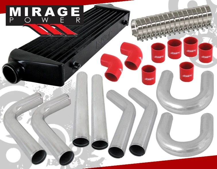 8 Pc 2.5" Aluminum Mandrel Bent Piping Kit Polish+ Black Intercooler - Image 1 of 4